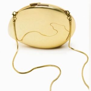 Zara Gold Metallic Clutch Bag